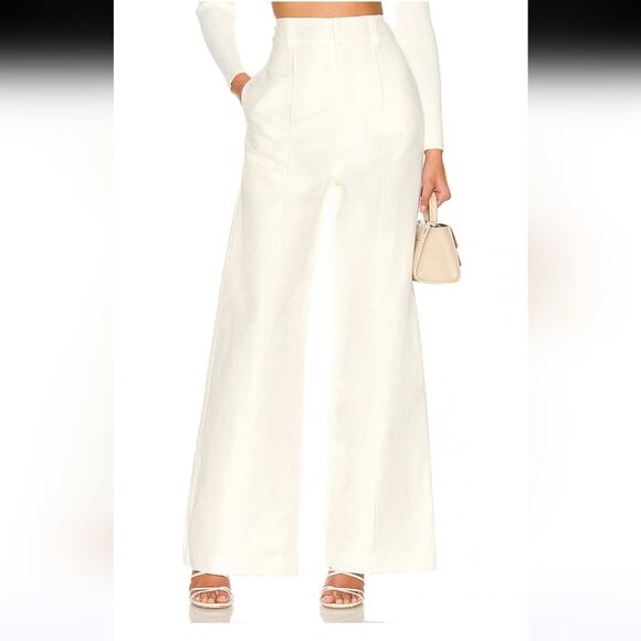 Significant Other Revolve linen Florina Wide Leg Pant in Ivory Size 10 - Picture 1 of 8